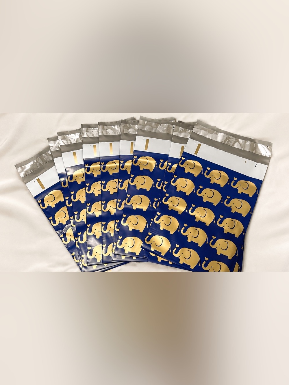 10 Pack 6x9 Blue & Gold Elephant Poly Mailers | Cute Boutique Shipping Bags